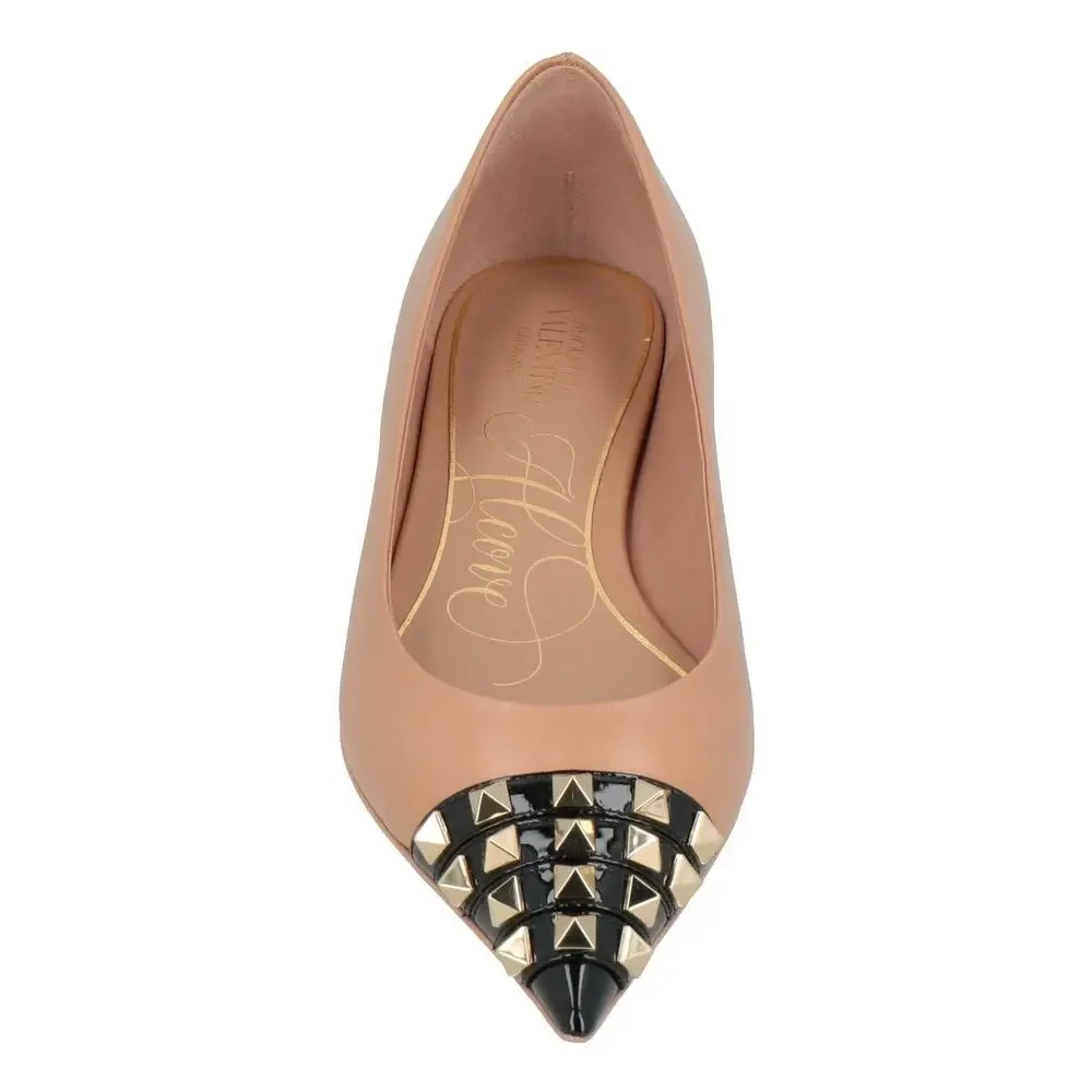 Valentino Garavani Nude Black Bicolor Rockstud Alcove Ballet Flats 35